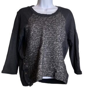 Madewell Women's Black Raglan Sleeve Tweed Sweater Size S Old Money Academia